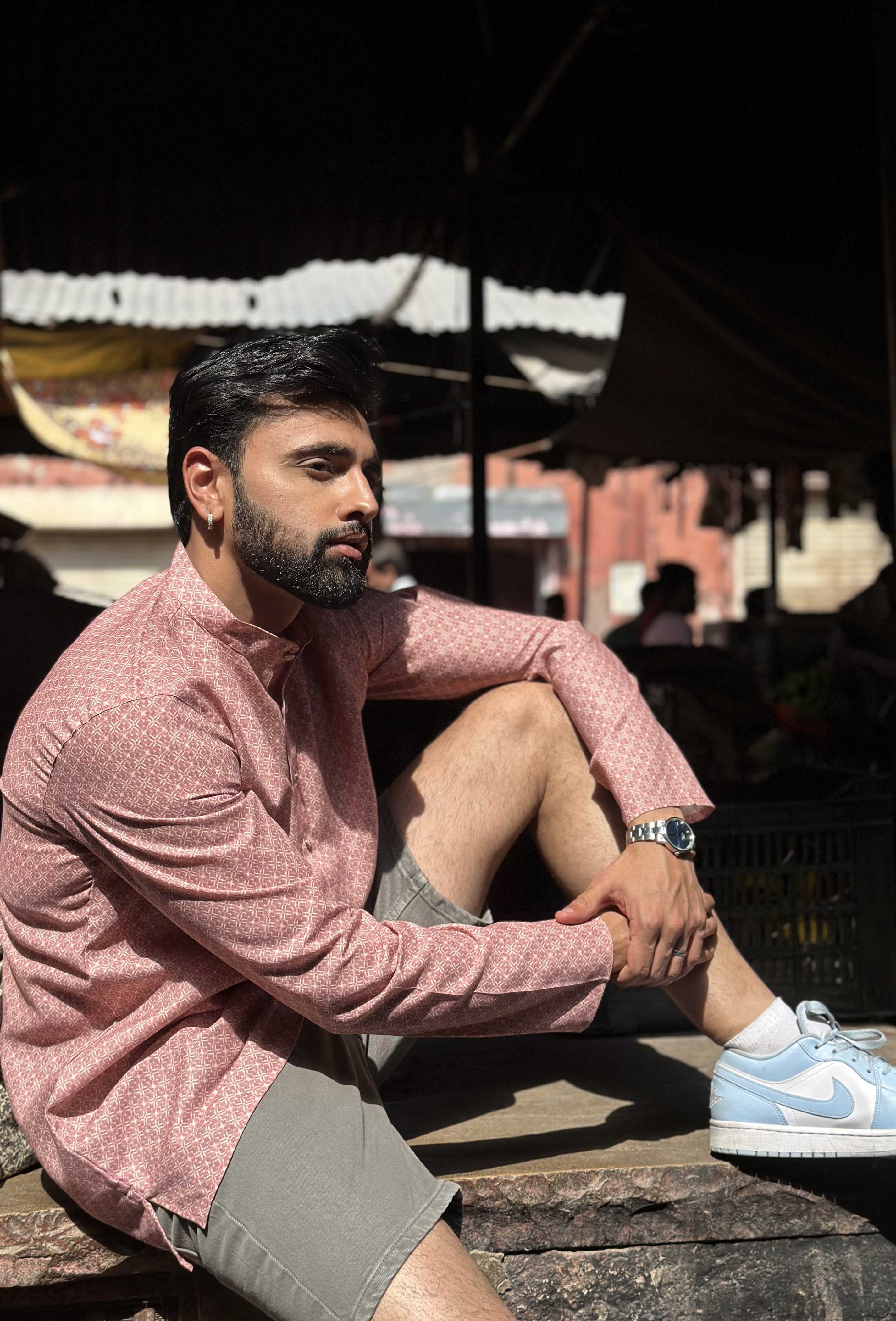 Pink Printed Short Kurta